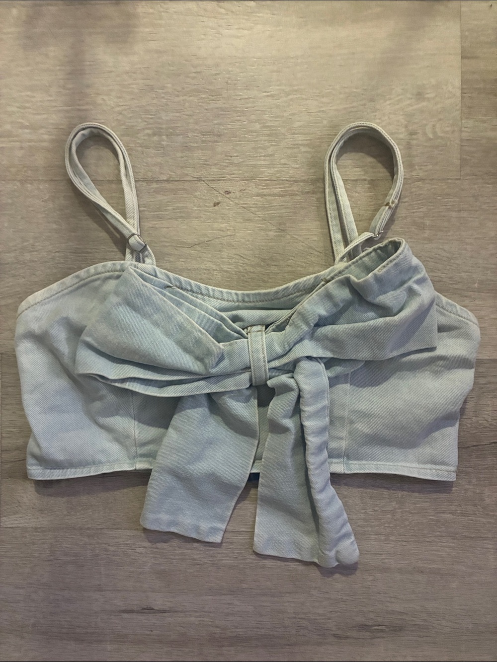 SHEIN Light Blue Bow Front Crop Top